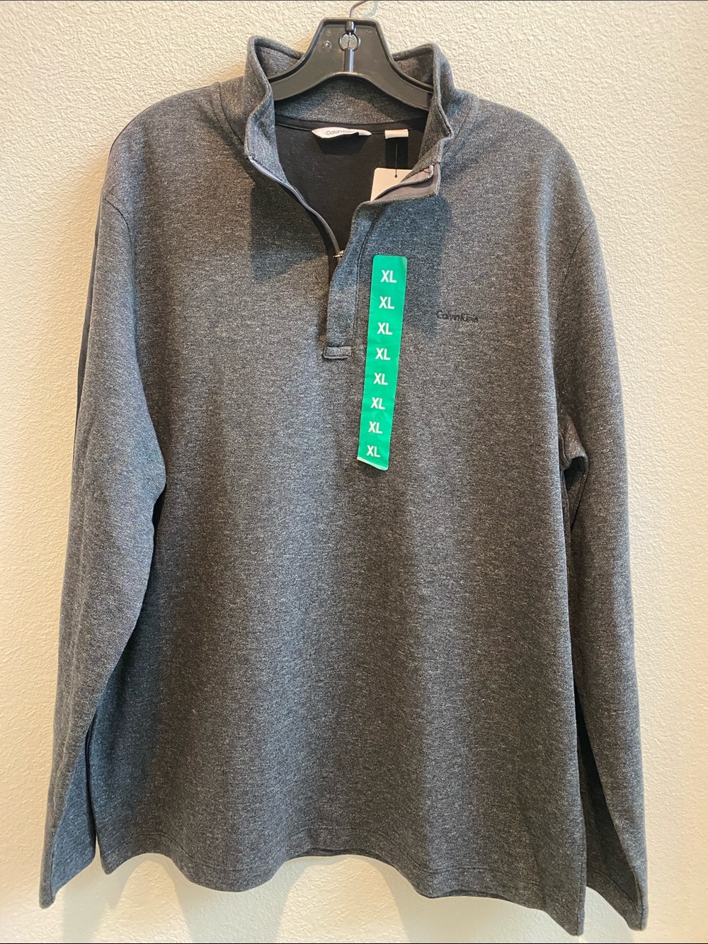 Calvin Klein Men's Dark Gray Half-Zip long sleeve top